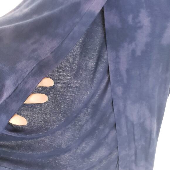 Anthro Silence + Noise Margo Tie Dye Tunic Blue Purple Split back‎ Top Size Med - Picture 7 of 9